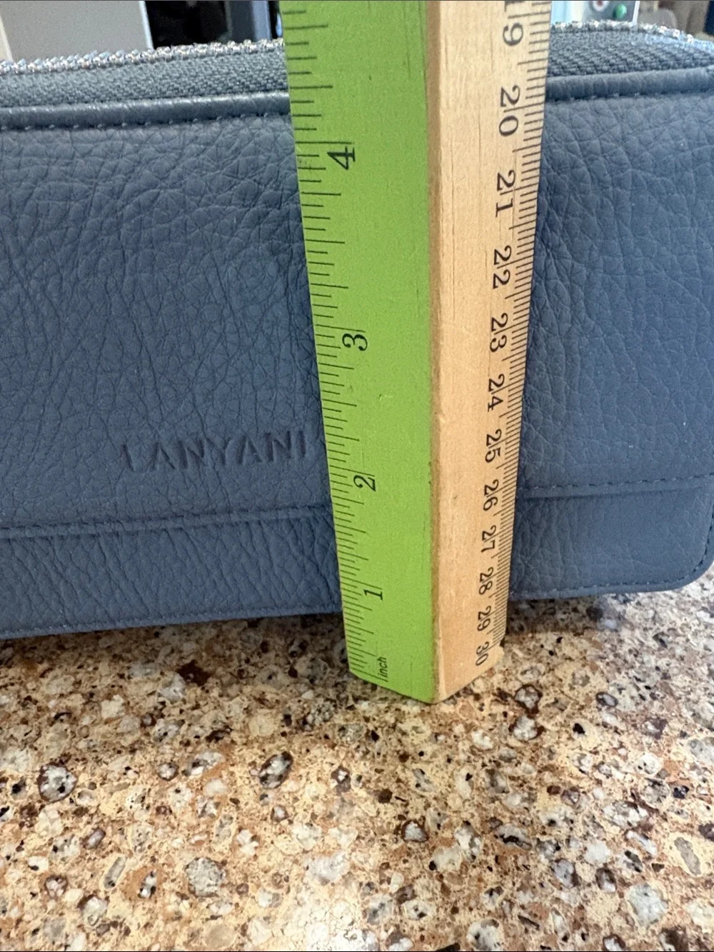 Lanyani Blue Leather Crossbody Wallet - RFID